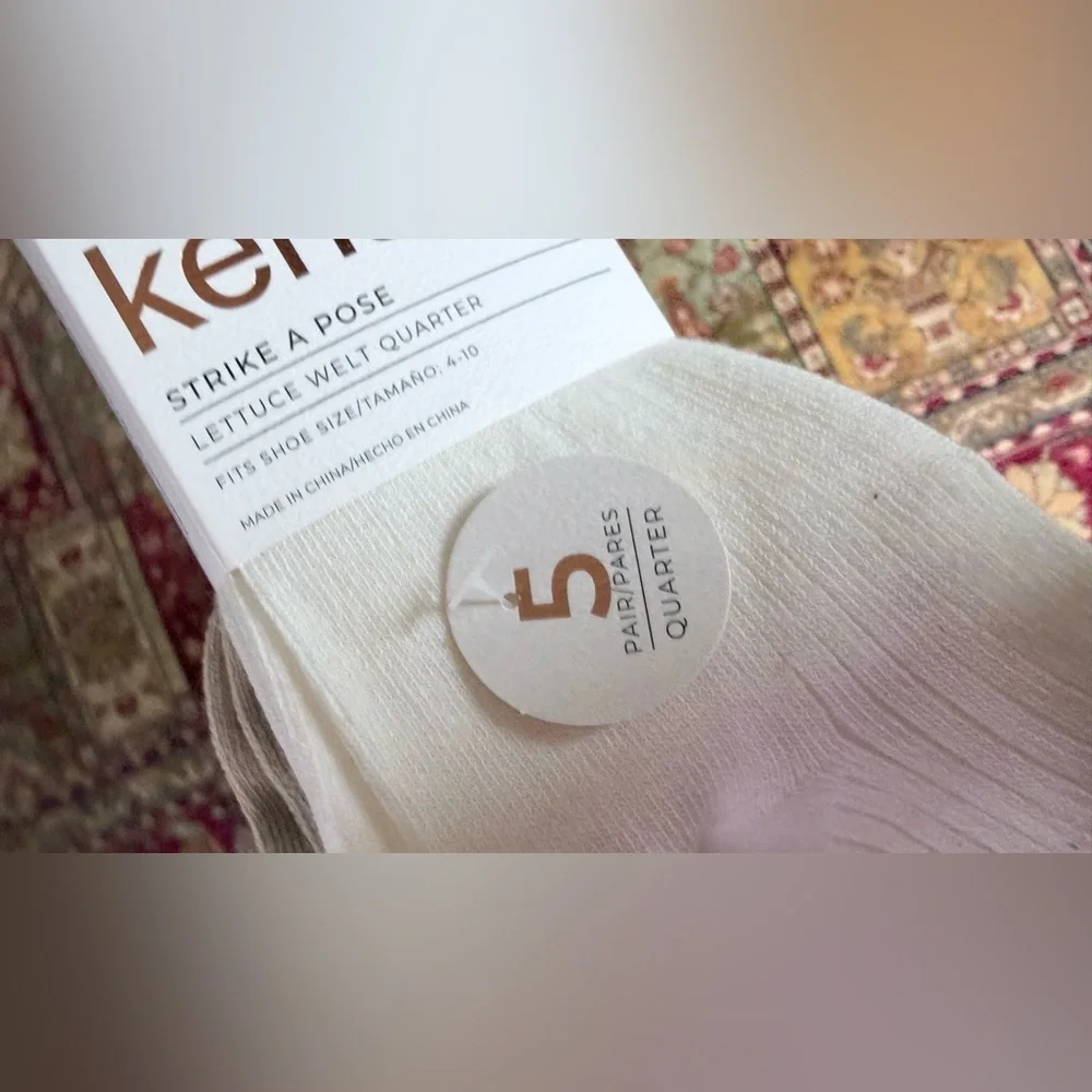 Kensie White & Tan Quarter Sock 5-Pack